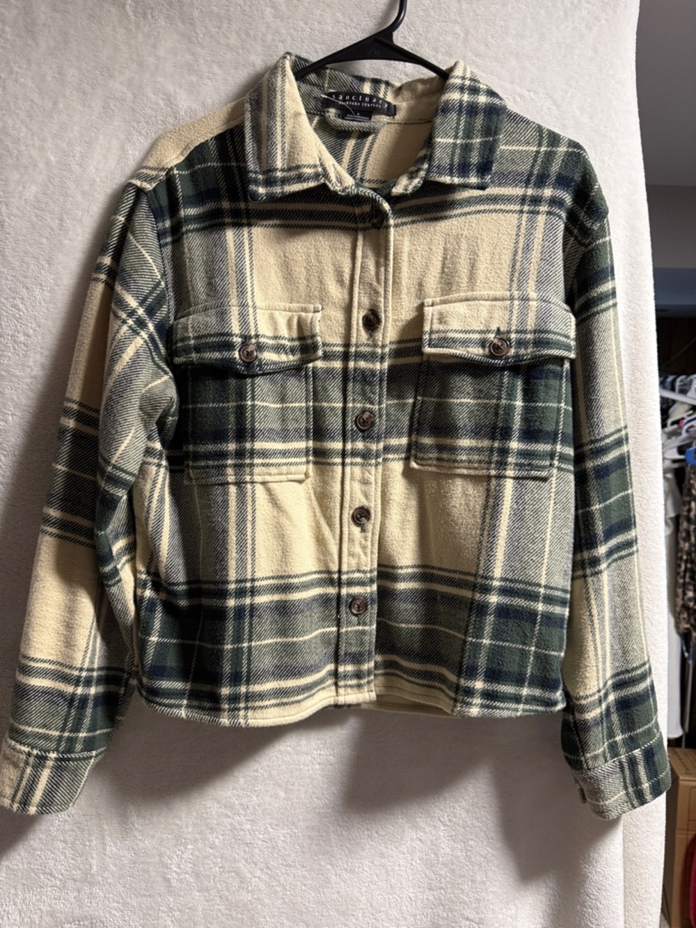 Sanctuary Green & Cream Plaid Shacket